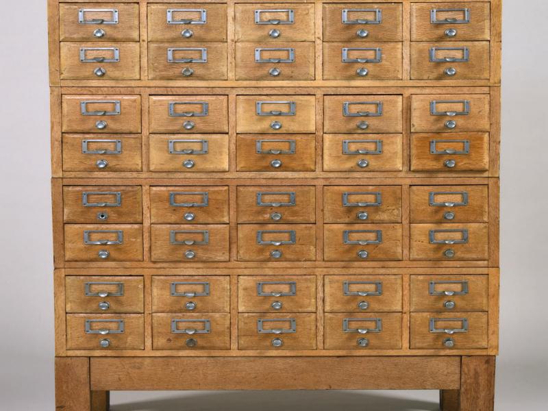 床上型木製カードケース - 歴史的図書館用品